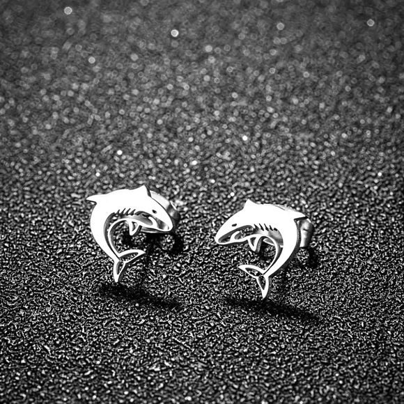 Jewelry - NEW Shark stud Earrings Silver color - Boutique
